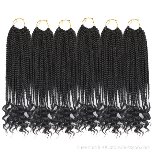 18inch Ombre Goddess Box Braids With Curly Ends Crochet Box Braids Hair Synthetic Box Braiding Hair Extension